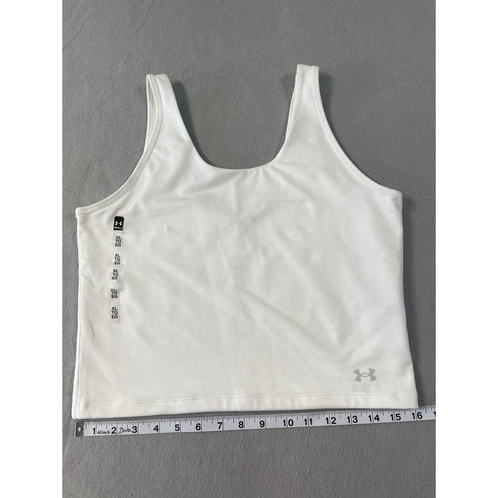 NWT Under Armour Fitted Motion Crop Tank Top White Womens‎ Athletic Sz XL